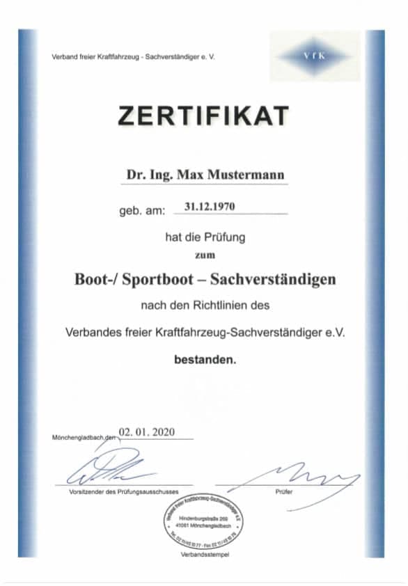 Zertifikat VfK – Boot
